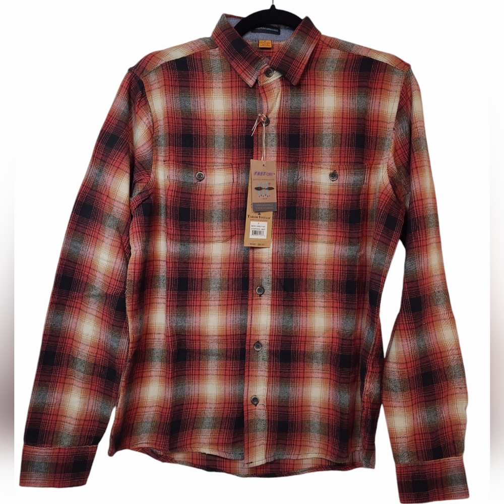 Tailor Vintage Men's Button Front Flannel Shirt Maple Lodge Plaid Size Small New
